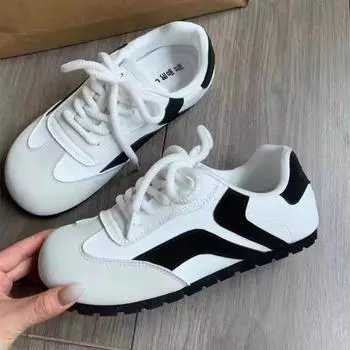 2024 Новые модные женские туфли на плоской подошве, повседневные туфли без застежек, спортивная обувь в стиле колледжа, дышащая 35 бежевый