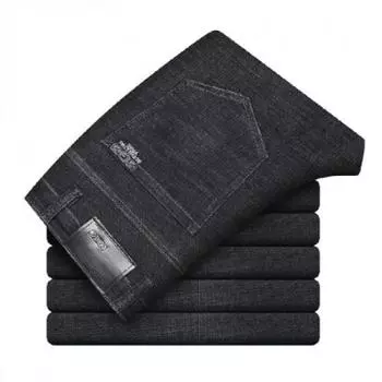 2024 Новые мужские эластичные джинсы, мужские весенние и осенние повседневные свободные прямые мужские брюки, осенние деловые длинные брюки 28 синий