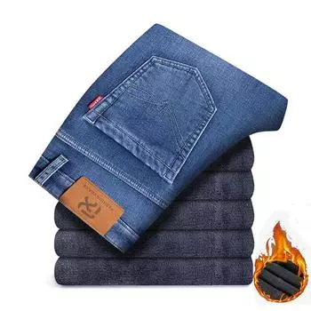 2024 Новые мужские бархатные утолщенные/обычные/тонкие эластичные универсальные модные прямые ковбойские брюки 28