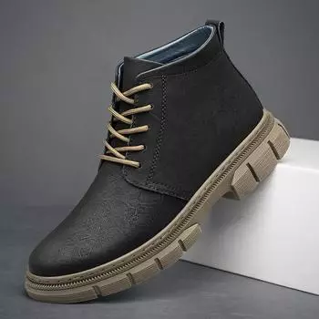 2024 Новые мужские ботинки из натуральной кожи Классические кожаные ботильоны для мужчин с плюшем Теплые зимние мужские уличные кроссовки Мужские размеры 37-47 37