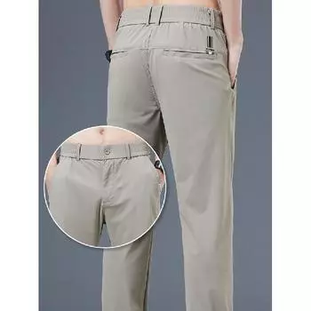 2024 Новые мужские брюки весна/лето эластичные тонкие и классные прямые деловые повседневные брюки для мужчин 28 чёрный