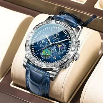 2024 Новые мужские часы Лучший бренд класса люкс мужские наручные часы кожаные кварцевые часы спортивные водонепроницаемые хронограф мужские часы
