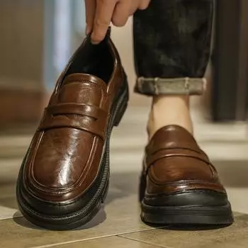 2024 Новые мужские черные кожаные туфли без застежек, мягкие нескользящие туфли для вождения, мужские весенние мокасины, туфли на плоской подошве для торжественной одежды 38 чёрный