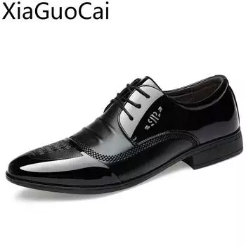 2024 Новые мужские деловые туфли из дикой кожи Мужские формальные туфли с острым носком Весна/Осень Мужские модельные туфли 7 чёрный