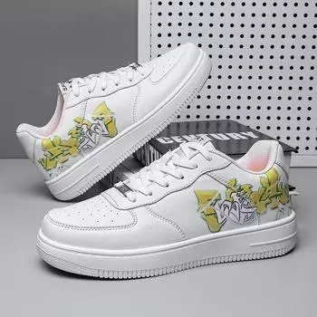 2024 Новые мужские и женские повседневные туфли Удобная спортивная обувь для пары Универсальный узор Персонализированные облегающие туфли на шнуровке 36