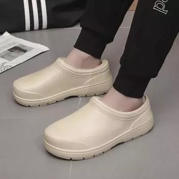 2024 Новые мужские и женские туфли для шеф-повара из ЭВА, нескользящие водонепроницаемые туфли с масляной защитой, удобные рабочие тапочки, обувь для рыбалки на открытом воздухе 36 бежевый