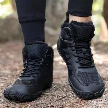 2024 новые мужские и женские зимние ботинки босиком, повседневная теплая кожаная обувь, нескользящая, большого размера, для походов, зимняя 36