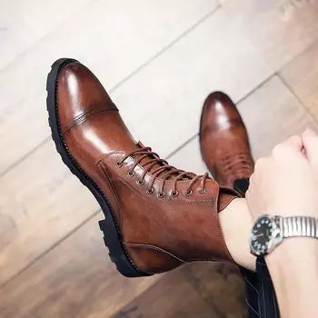 2024 Новые мужские классические ботинки в стиле ретро из натуральной кожи, супермягкие легкие ботинки, британский стиль, роскошный бренд, удобные ботинки для вождения 38 чёрный