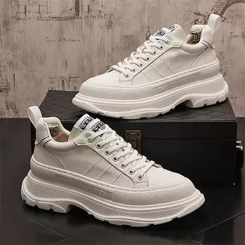 2024 Новые мужские кроссовки Модные высокие повседневные туфли Легкие дышащие ботинки Обувь на шнуровке Обувь на платформе Zapatillas de Hombre 38 чёрный