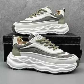 2024 Новые мужские кроссовки Модные высокие повседневные туфли Легкие дышащие кроссовки для бега на платформе со шнуровкой Zapatillas de Hombre 38 белый