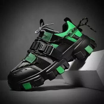 2024 Новые мужские кроссовки на толстой подошве с дышащей сеткой Повседневная спортивная обувь Молодежный тренд Обувь для увеличения роста для пап 39 зелёный