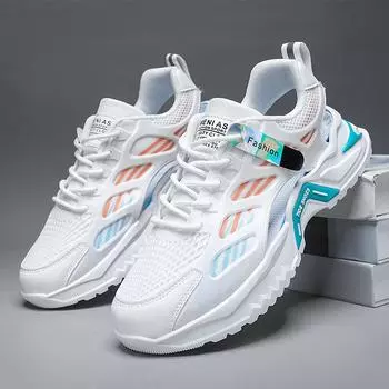 2024 Новые мужские летние сандалии с открытыми носками, модная сетчатая дышащая повседневная обувь на открытом воздухе с толстой подошвой, нескользящая, увеличивающая рост 39