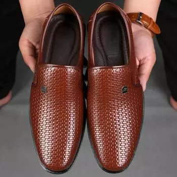 2024 Новые мужские мокасины кожаные туфли летние полые дышащие оксфорды мужские повседневные туфли без застежек формальные туфли для кроссовок 38