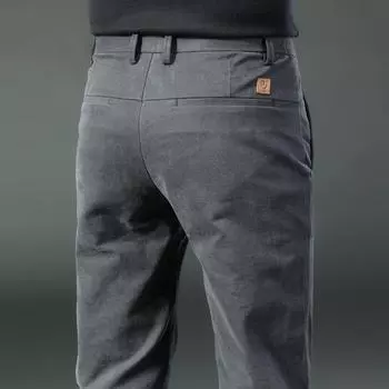2024 Новые мужские плюшевые/обычные повседневные брюки весна и осень Высококачественные однотонные брюки в стиле вестерн Модные красивые брюки из чистого хлопка 28