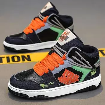 2024 Новые мужские повседневные спортивные туфли для осени и зимы, дизайнерские роскошные модные кожаные универсальные высокие туфли 39 зелёный