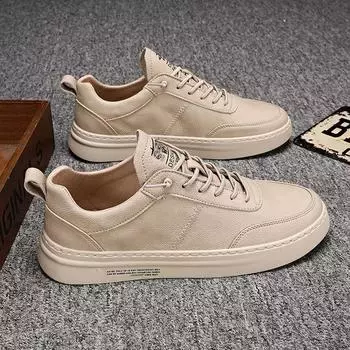 2024 Новые мужские повседневные туфли Качественные туфли из искусственной кожи для мужчин Дышащие модные мокасины на шнуровке Осенние кроссовки на плоской подошве для мужчин 39 жёлтый