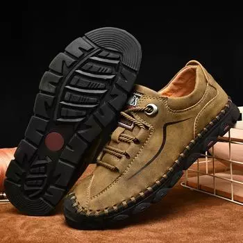 2024 Новые мужские повседневные туфли, кожаные мокасины ручной работы, удобная мужская обувь, качественные мокасины из спилка на плоской подошве, мужские кроссовки 6.5 хаки
