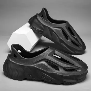 Легкие дышащие сандалии из ЭВА | Пастельно-желтый и белый дизайн | Повседневная одежда для европейского лета | Идеальная летняя обувь для России 39 чёрный