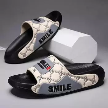 2024 Новые мужские тапочки для домашнего использования в помещении, пара, противоскользящий табурет, спортивная и уличная одежда, подошва из ПВХ, мужские летние тапочки 36-37 чёрный