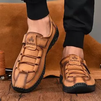 2024 Новые мужские туфли Doudou Shoes Sleeve Casual Mens Velcro Large Size Medium Age Dad Shoes 38 чёрный