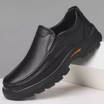 2024 Новые мужские туфли из натуральной кожи в деловом и повседневном стиле с нескользящей подошвой для людей среднего и пожилого возраста 38 темно-коричневого