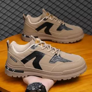 2024 Новые мужские туфли, модные сращивающиеся низкие студенческие кроссовки, универсальные кроссовки на плоской подошве, повседневные кроссовки для бега на толстой подошве, теннис 39 коричневый