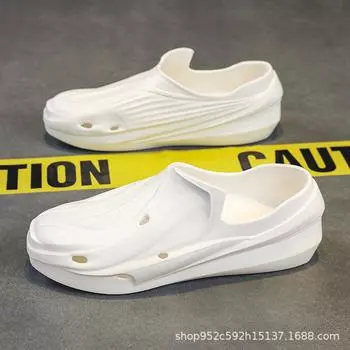 2024 новые мужские туфли с дырками для ног 1017 летняя пляжная обувь нескользящие спортивные сандалии классные тапочки 36 флуоресцентный зеленый