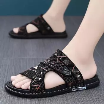 2024 Новые мужские винтажные удобные повседневные сандалии для активного отдыха Мужская спортивная обувь Сандалии Летние пляжные сандалии для отдыха на открытом воздухе Мужские 38 чёрный
