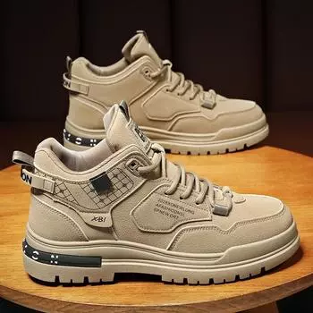 2024 Новые мужские высокие повседневные туфли Высококачественные ботильоны на платформе Модные мужские кроссовки Chelsea Cowboy Works Shoes Hombres 39 хаки