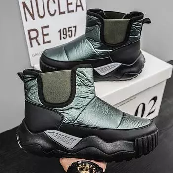 2024 Новые мужские зимние ботинки, водонепроницаемые, нескользящие, удобные, зимние, теплые, с плюшевой подкладкой, уличные, горнолыжные ботинки для мужчин, размер 39-44 39 зелёный