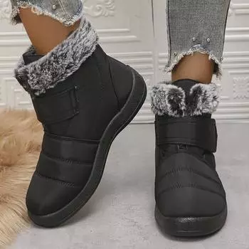 2024 новые непромокаемые зимние сапоги на пуху, женские теплые зимние сапоги с кроличьим мехом для женщин, женская обувь на липучке, толстая плюшевая хлопковая обувь, большие размеры 43 35 темно-коричневого