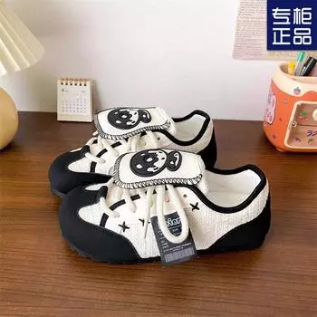 2024 новые нишевые уродливые милые пуховые маленькие белые туфли оригинальные балетки женские универсальные парусиновые туфли студенческие повседневные туфли для женщин 35 жёлтый