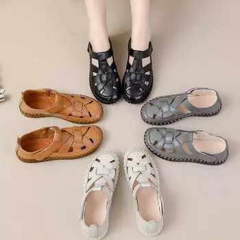 2024 Новые ортопедические сандалии женские противоударные закрытые носки летние туфли женские из натуральной кожи гладиаторские римские сандалии большой размер 43 CN 35