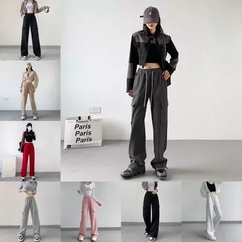 2024 новые осенне-зимние комбинезоны женские высококачественные широкие повседневные брюки свободные и тонкие комбинезоны с высокой талией S розовый