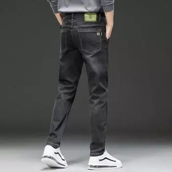 2024 Новые осенне-зимние мужские американские джинсы прямого покроя эластичные стираные облегающие деловые повседневные брюки 28