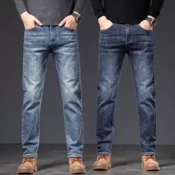 2024 Новые осенне-зимние мужские джинсы модного бренда прямые эластичные повседневные модные брюки универсальные утягивающие брюки 28