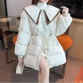 2024 Новые осенне-зимние парки, пуховая куртка с хлопковой подкладкой, женская модная застежка-молния с воротником-куклой, теплая верхняя одежда, женская одежда L