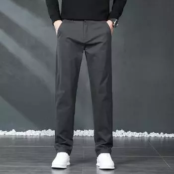 2024 Новые осенне-зимние повседневные брюки из чистого хлопка высшего качества для мужчин, деловые прямые свободные модные брюки, универсальные брюки 28 темно-синий