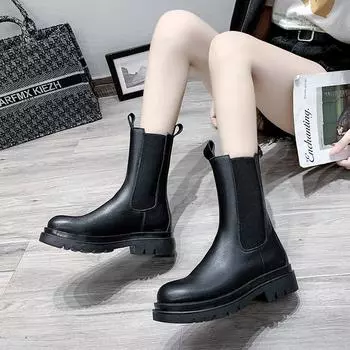 2024 новые осенне-зимние универсальные однотонные модные чехлы для ног классические повседневные ботинки Martin женские прилив 35 чёрный