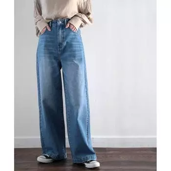 2024 новые осенне-зимние женские неэластичные прямые брюки, универсальные плотные джинсы S светло-синий