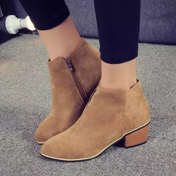 2024 Новые осенне-зимние женские сапоги из замши с боковой молнией, винтажные модные ботильоны Zapatos De Mujer Botas588 35 чёрный