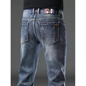 2024 Новые осенние и зимние джинсы мужские прямые облегающие эластичные трендовые толстые повседневные универсальные брюки 28