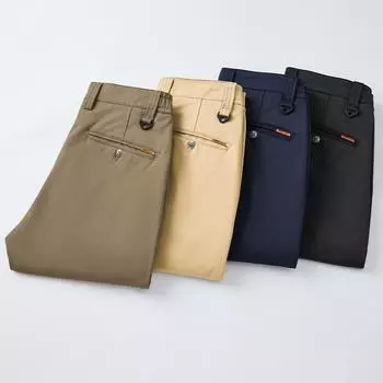 2024 Новые осенние и зимние мужские повседневные брюки прямого покроя облегающие рабочие брюки деловые трендовые брюки высокого класса 28 темно-синий