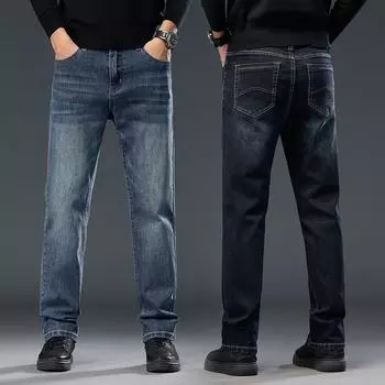 2024 Новые осенние и зимние высококачественные джинсы мужские прямые свободные деловые трендовые ретро повседневные брюки 29