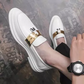 2024 Новые осенние мужские туфли-оксфорды из лакированной кожи черного и белого цвета, роскошные деловые туфли на платформе, удобные мягкие мужские свадебные туфли 38 чёрный