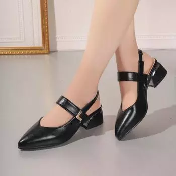 2024 новые осенние женские модные туфли на толстом каблуке с одной пряжкой на высоком каблуке 34 бежевый