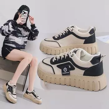 2024 Новые осенние женские туфли белого цвета в корейском стиле на толстой подошве - ZY12270 38 чёрный