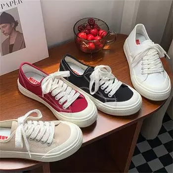 2024 Новые парусиновые кроссовки женские вулканизированные туфли на шнуровке туфли на плоской подошве спортивные женские весенне-осенние кроссовки на платформе женские 35 бежевый