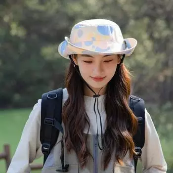 2024 Новые персонализированные принтованные большие полевые панамы для мужчин на лето Защита от ультрафиолета Солнцезащитные модные универсальные женские кепки 56-58cm жёлтый