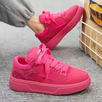 2024 Новые персонализированные розовые повседневные мужские дизайнерские кроссовки для скейтбординга, модные дышащие кроссовки из натуральной кожи на плоской подошве 39 розовый